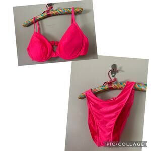 VTG Catalina Two Piece Bikini Set Size 12 Made in USA NEW! Hot Pink